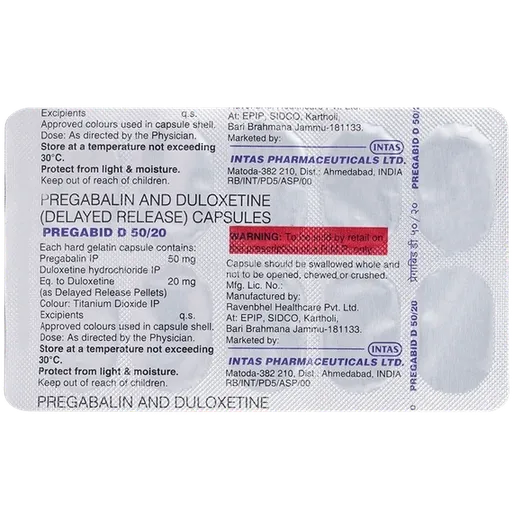 pregabid d 50/20mg tablet 10's